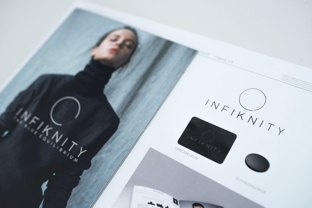 Infiknity catalogue and logo - Arvind indigo knitwear