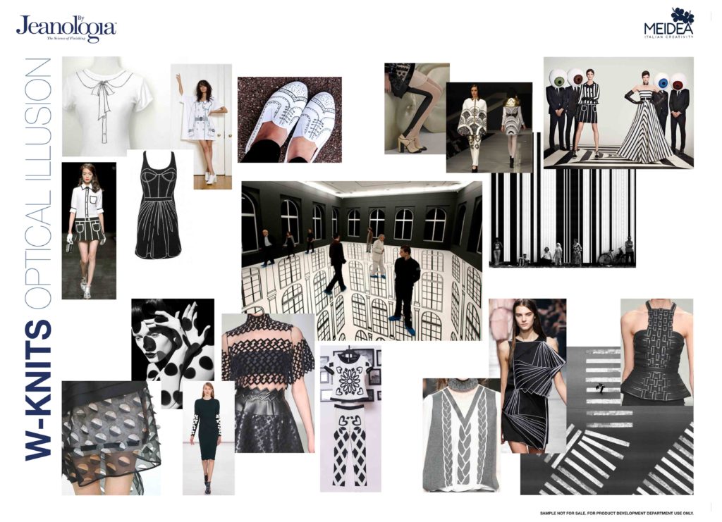 Stili e grafica. Moodboard Meidea per knitwear design Jeanologia