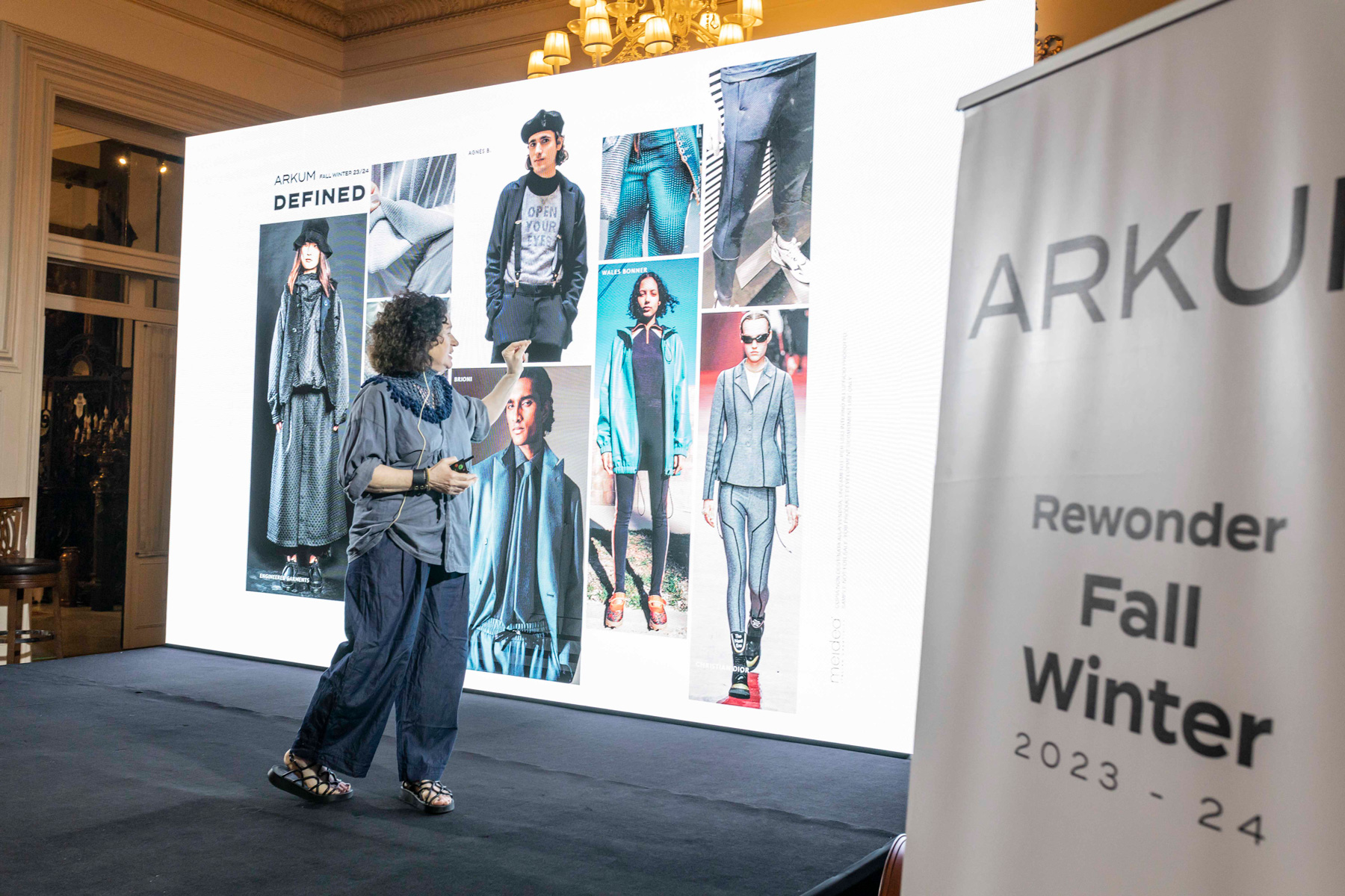 Lucia Rosin on stage to present the ARKUM Rewonder collection at Pera Palace Hotel, Istanbul