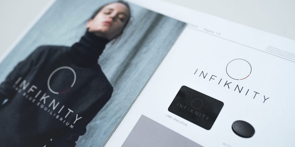 Infiknity catalogue and logo - Arvind indigo knitwear